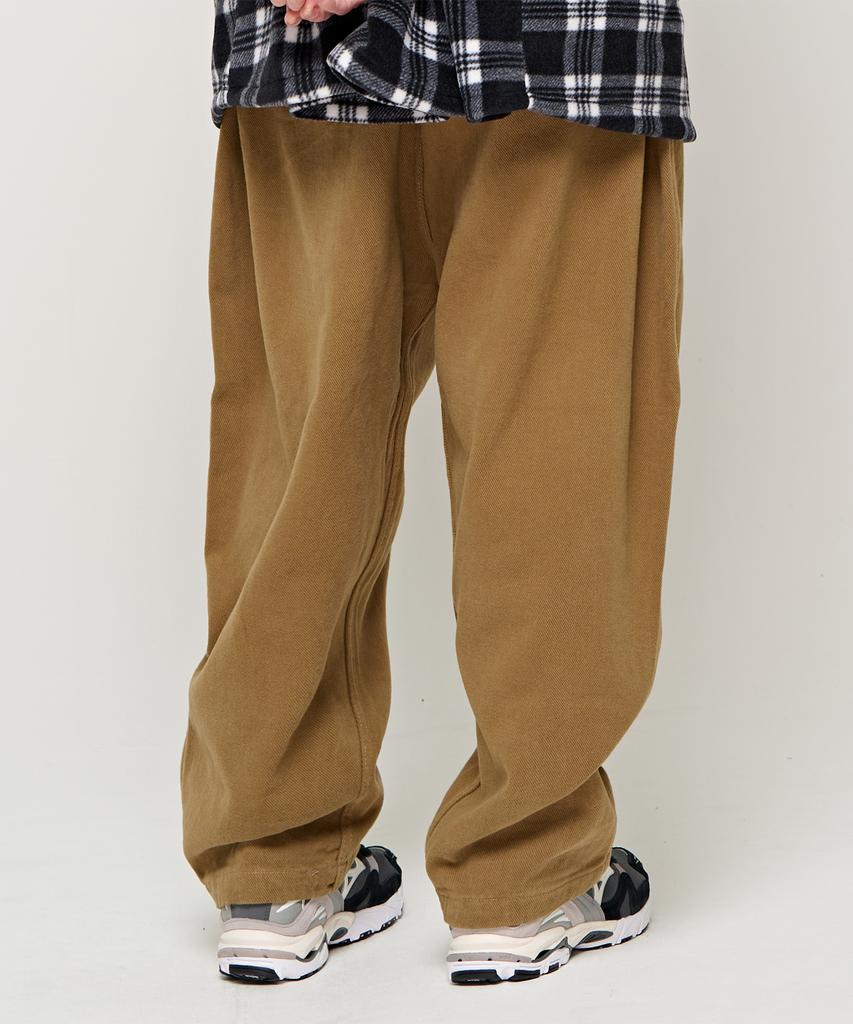 CARGOBROS Cb Basic Fleece-Lined Wide Elastic Pants (Beige)