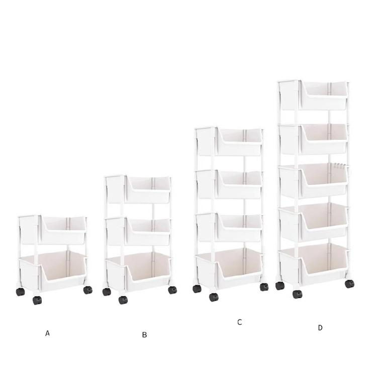 Easy Access Open Top Storage Rack Convenient Rolling Storage Rack Stylish Shelves with Hooks for Bathroom Stairwell Use