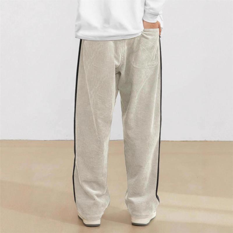Corduroy Striped High Street Pants Men's Trend Sweatpants Loose Straight Casual Pants