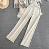Autumn Winter Lady Knit Female Sweater Tracksuit Single Breasted Painting Cardigan Coat+Wide Legs Pants Women 2 Piece Set