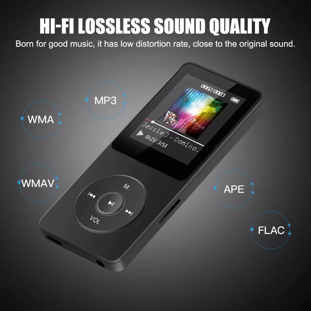 Wireless BT Bluetooth 5.0 MP4 MP3 Player Built-in Lithium Battery HiFi Lossless Sound HD Screen Display Voice Recorder