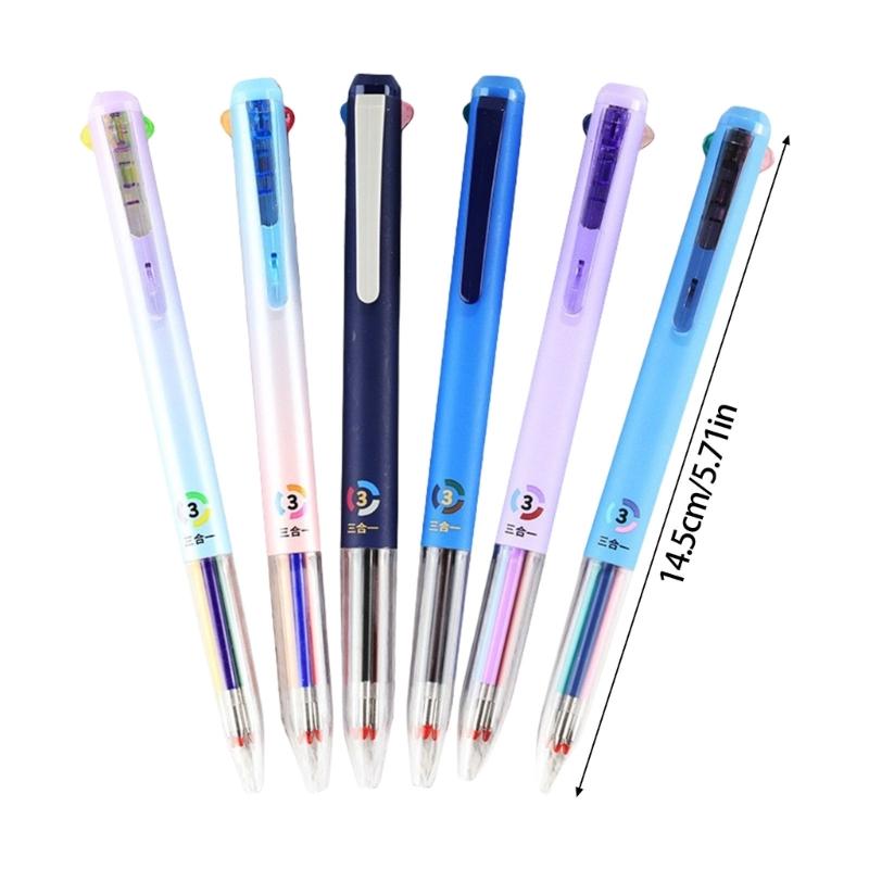 6Pcs Multicolored Gel Inks Pen 3 Color-in-1 Gel Pen 0.5MM Retractable Colored Gel Pen for Daily Journaling Note Taking