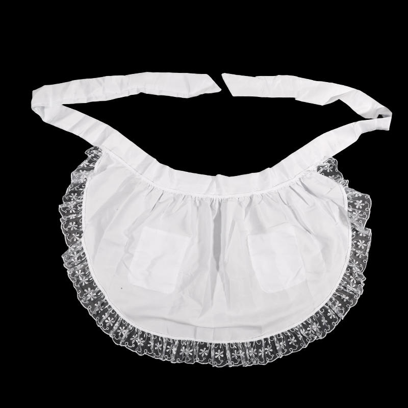 

Woman Half Waist Cooking Kitchen Apron Short Lolita Maid Sexy Lace Black White Bib Beauty Flower Coffee Shop2025 NEW2025 NEW