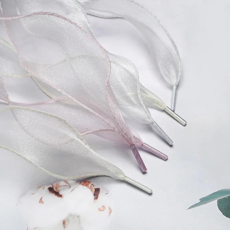 Mode Chiffon Garn Schnürsenkel 4cm Breitere Flache Seide Schnürsenkel Sneakers Seil Schnürsenkel für Schuhe 100/120/140/160CM Schuhzubehör