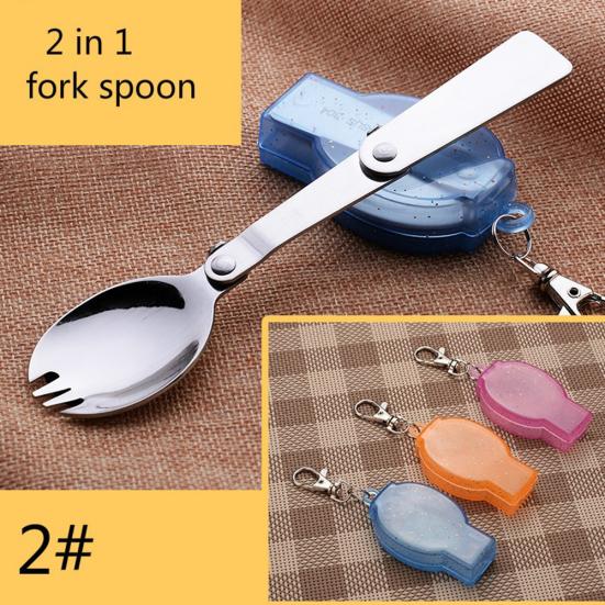 Portable Folding K Spoon Stainless Steel Outdoor Picnic Camping Tableware