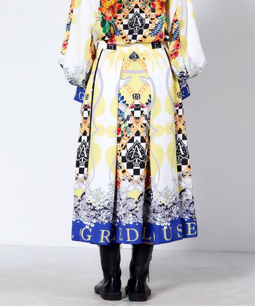 Greedius Print Pleated Skirt
