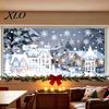 Holiday Home Window Ornament 2Pcs Christmas Town Static Glass Sticker, Reusable Decal with Snowflake Indoor Outdoor Stickers Pattern, Decorative