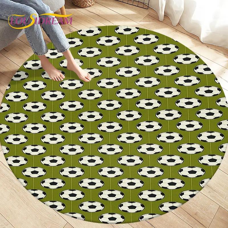 3D Cartoon Soccer Football Circle Area Rug Large,Round Carpet Rug for Living Room Bedroom Sofa Decoration,Kids Play Floor Mat
