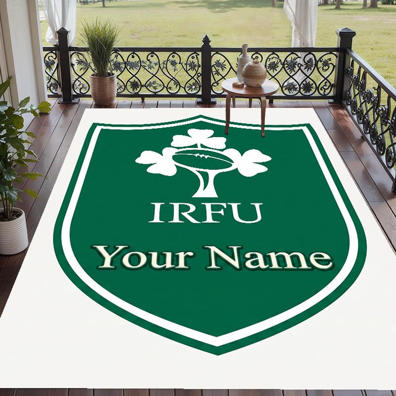 Custom Text Printed Rug Ireland Rugby Non Slip Floor Carpet For Home Room Decor