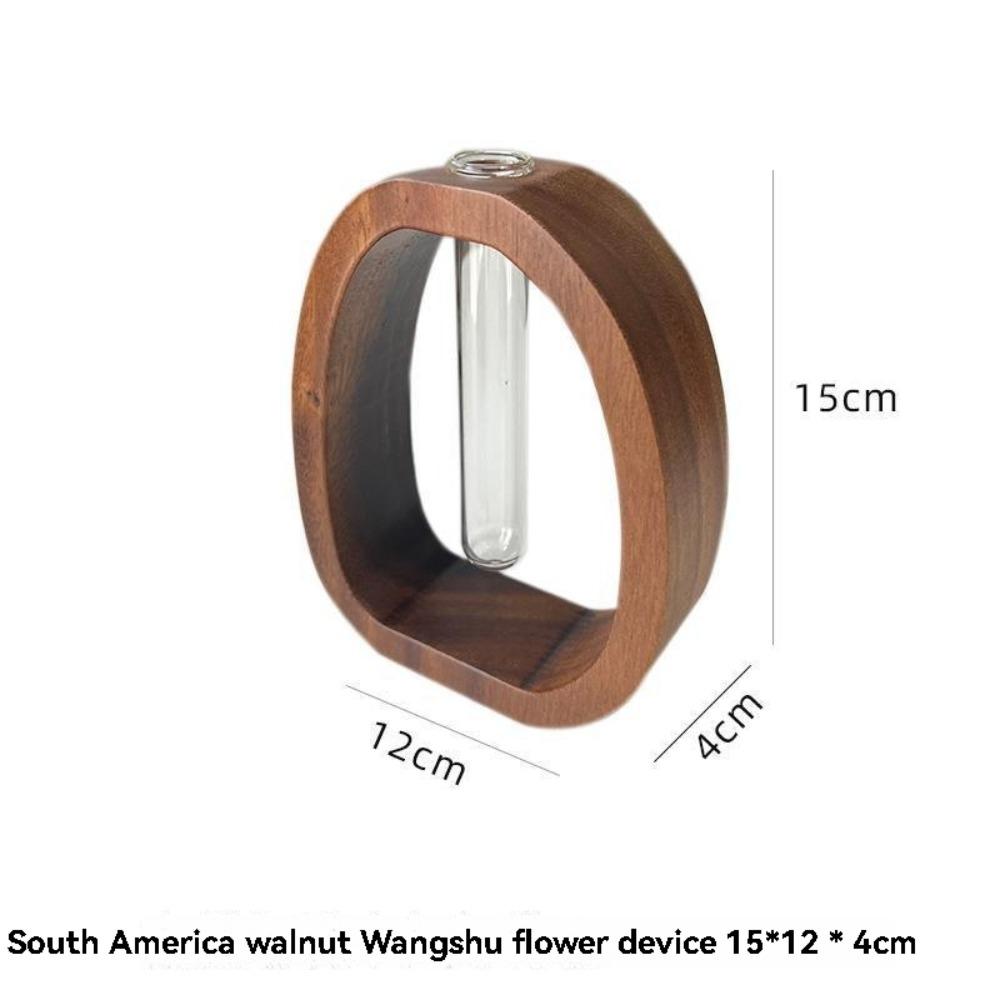 1ks Ořechové masivní dřevo Květinový set Hotelová dekorace Jednoduchá skleněná rostlina Květinové aranžmá Mini vodní váza Hydroponický květináč