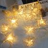 LED Iron Art Star String Lights - Five-Pointed Star & Heart Christmas Decorations, Colorful Room Decor