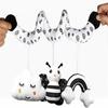 Spiral Toys for pram,Spiral Activity Hanging Toys Car Seat Toys Baby Spiral Toy,With Ringing Bell Soft Cuddly Toy(Black and White)