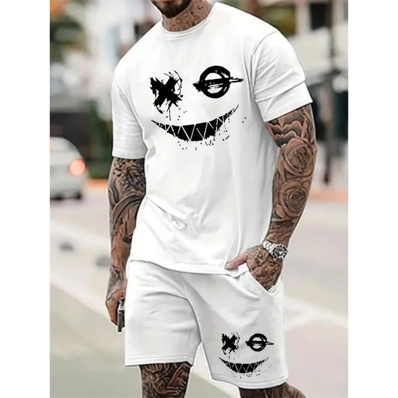 Fashion Men's T Shirt Shorts Set 3D Fun Printed Sportswear Two Piece Summer Oversized Men's Clothing Casual Hip Hop Streetwear