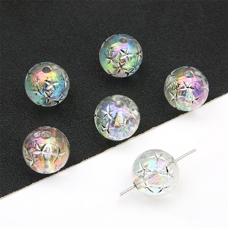 16mm Acryl Bronzing Star Runde Perlen für Schmuckherstellung DIY Ohrring Armband Charm Dekoration