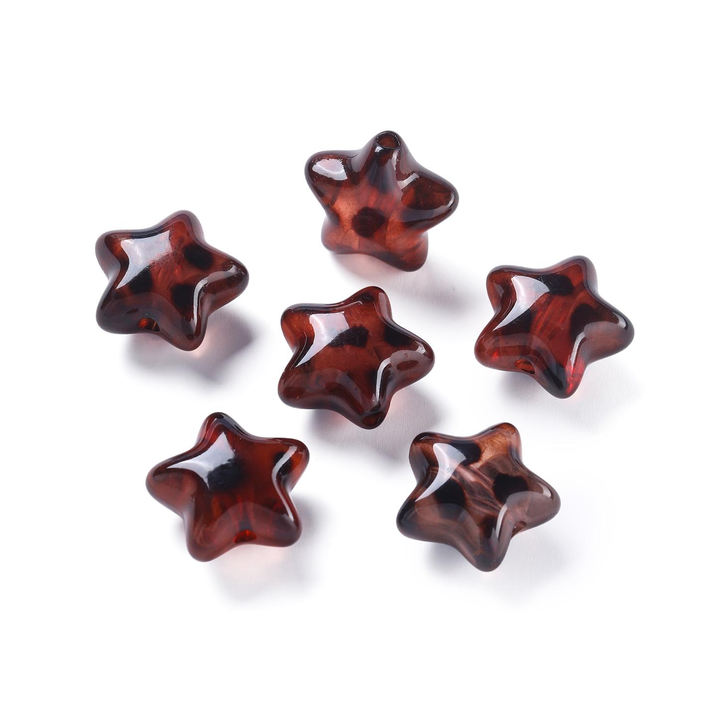 2pcs Star Shaped Leopard Print Beads Acrylic Spacer Loose Beads for DIY Necklace Bracelet Phone Chain Jewelry Making Supplies коричневый