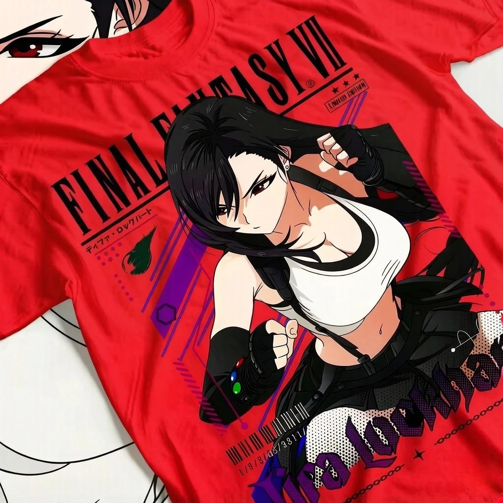 Final Fantasy 7 T-shirt, Tifa Lockhart FF7 Retro T-shirt - Waifu T-shirt, Men's and Women's Summer Loose Fashion Top