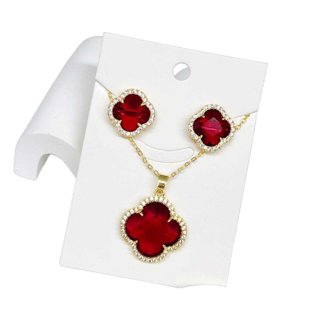 Large Four-leaf Clover Earrings Necklace and Pendant Set - A Luxurious and Versatile Jewelry Set
