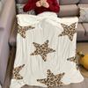 Leopard Star Design Flannel Blanket Warm Soft Halloween Christmas Couch Warm Cozy Decorative Decor Gift for All Season