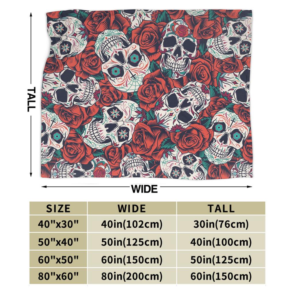Vintage Floral Skull Fuzzy Blankets Roses Fashion Throw Blanket for Home Hotel Sofa  200x150cm Quilt