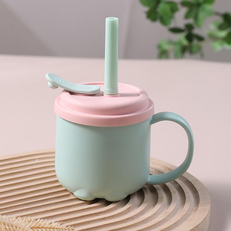 200 ml vannflaske for barn vann sippy kopp med silikon sugerør Lekkasikker plast vannflasker Kreativ tegneserie vannkopp