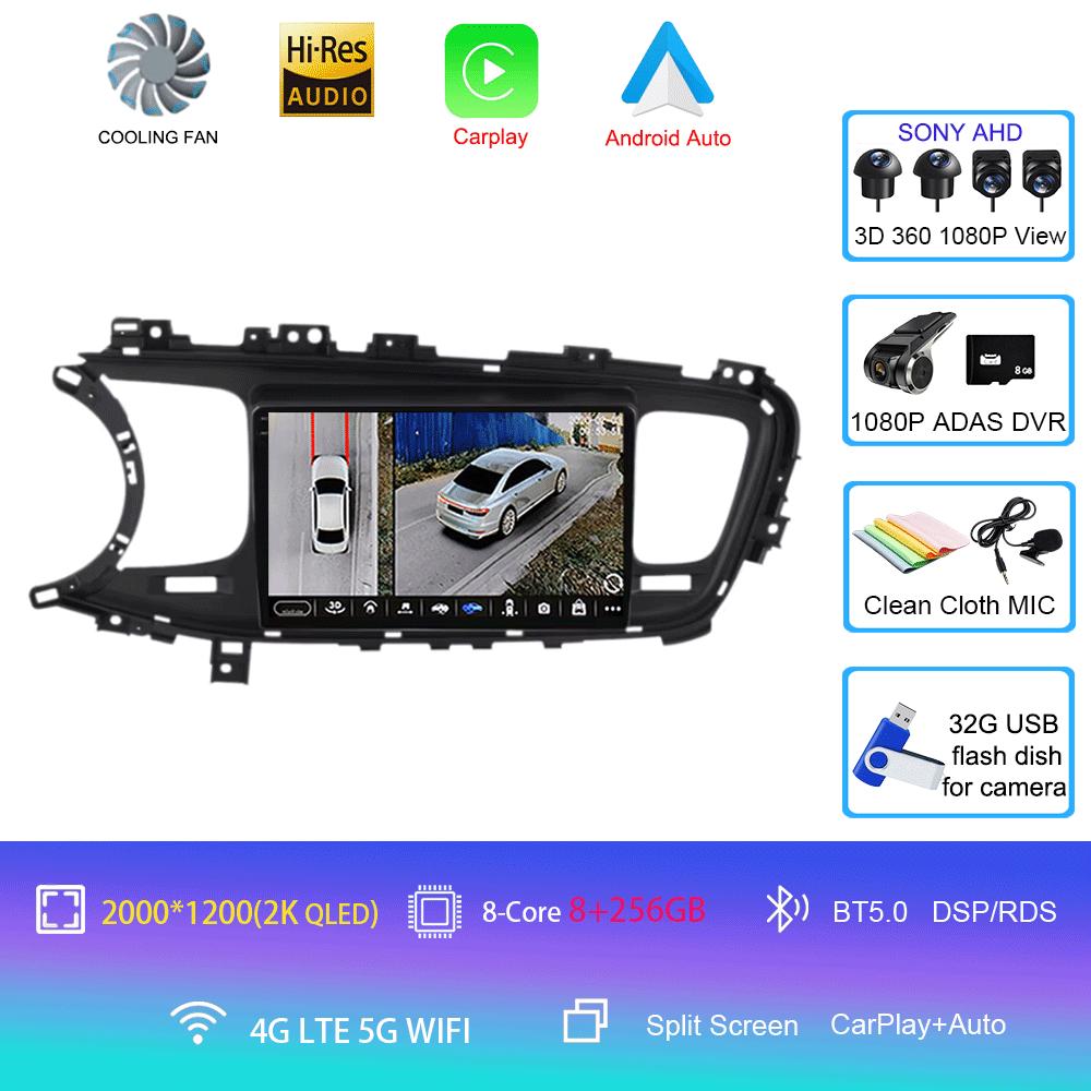Android 14 Auto Car Radio Video Multimedia Player For Kia Optima K5 2013 2014 2015 Navigation GPS Autoradio QLED Screen BT5.0
