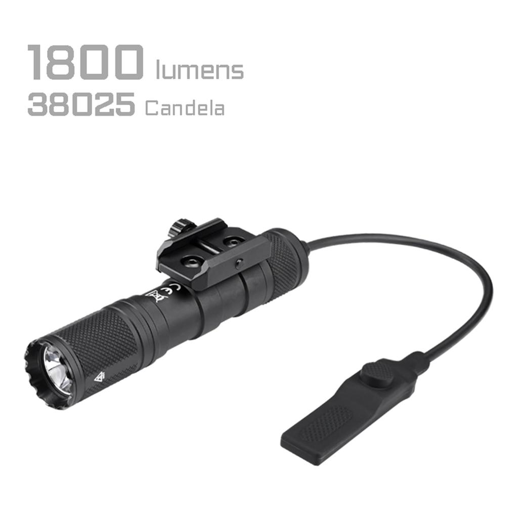 ACEBEAM G15 Tactical Scout 1800 390 Rail with Remote Pressure Switch Light, Lumens, Meters, Mount, (Black - 6500K)