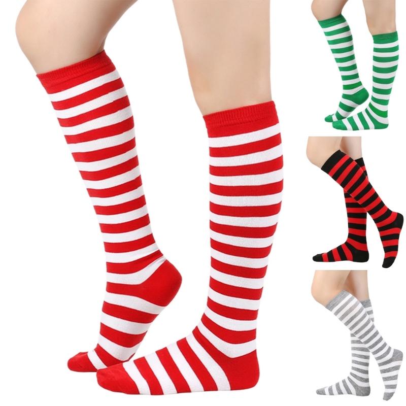Damen Kniestrümpfe Gestreifte Lange Schlauchsocken Sportliche Strümpfe Halloween Cosplay Kostüme Kniestrümpfe Geschenk