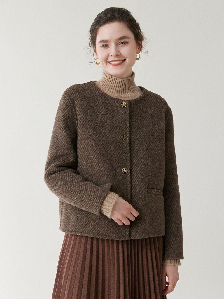 Women's Retro Double-Faced Wool Coat with Metal Buckle - Short/Long, Thickened for Autumn/Winter