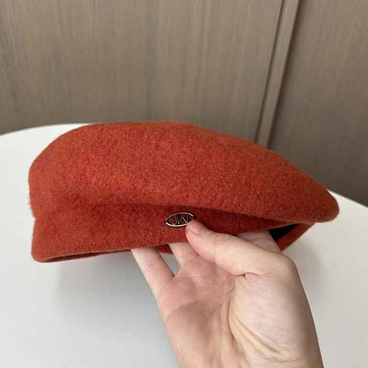 Autumn And Winter Wool Styling Beret British Retro Irregular Pleated Painter Hat Small Versatile Pumpkin Hat