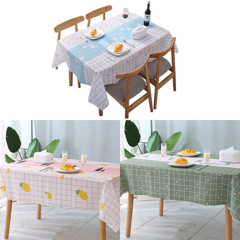 Tablecloth Waterproof Oilproof Cover Protector Simple Home Dining Decor Peva
