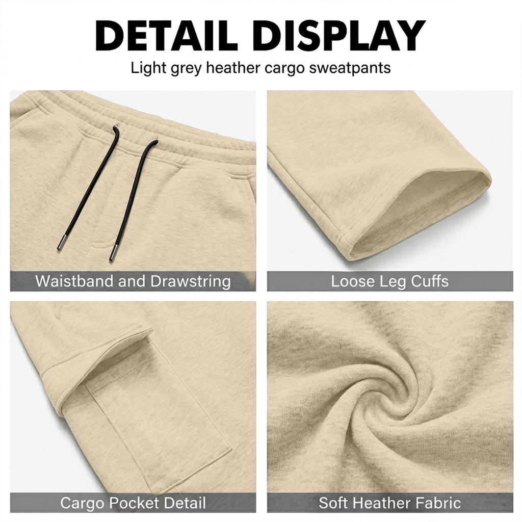 Pantalon de jogging cargo pour homme Coupe ample Jambe droite Taille élastique Pantalon athlétique décontracté