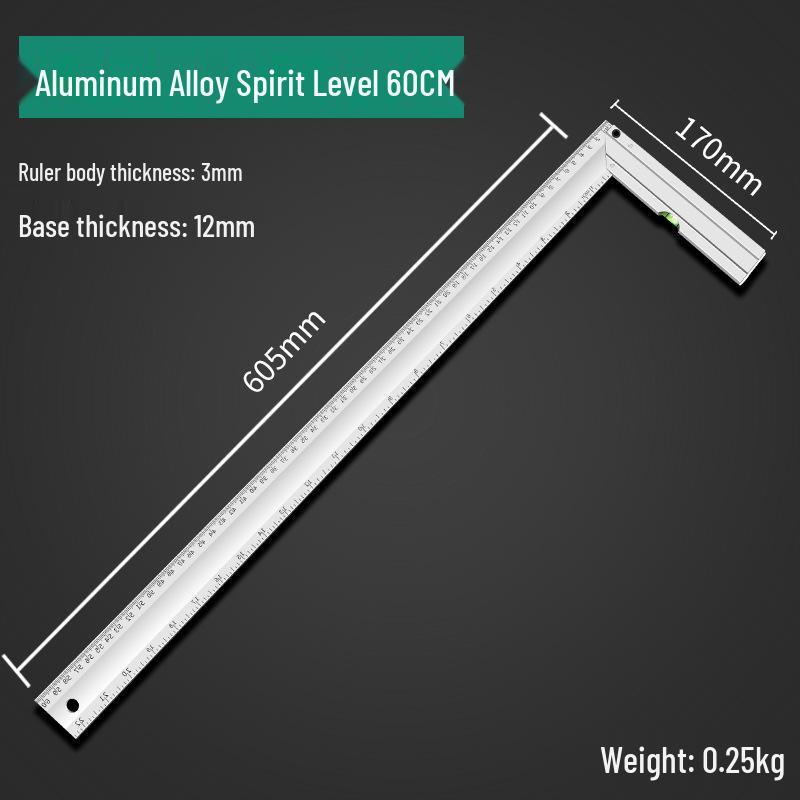 High-Quality Stainless Steel Multi-Functional L-Square Ruler, 300mm & 500mm, for Woodworking and Angled Measurements.