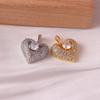 Dual-Color Rhinestone Heart Pendant Necklace - Luxurious Gold & Silver Accessory