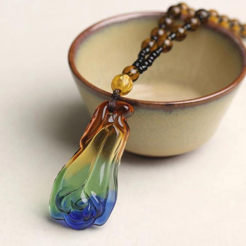 Chinese Style Three Colours Guanyin Buddha Necklace Pendant Exquisite Mascot Sweater Chain Fashion Jewelry Holiday Gift
