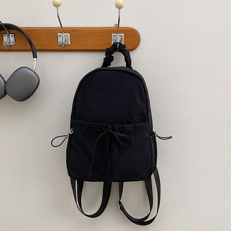 

Mini Backpack Multiple Pockets School Bag Classic Solid Color Shoulder Bag S/M/L Soft Unisex Female Commuter Travel Bag 12 inches чёрный