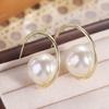 C-shaped Large Pearl Earrings Imitation Pearl Big Pearl Ear Loops Pearl Stud Earrings  Women