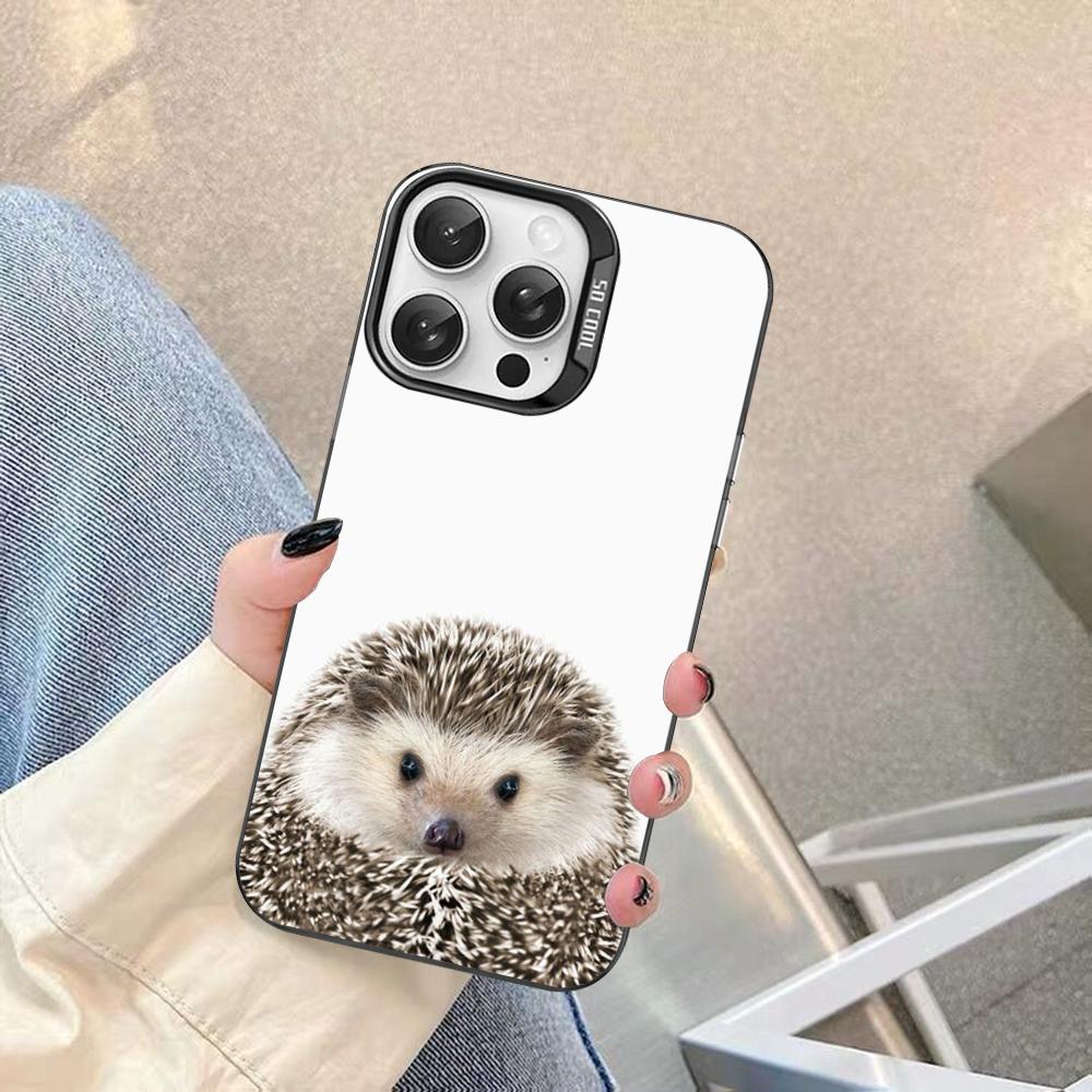 Cute Animal Hedgehog Phone Case For IPhone 16 15 14 13 12 11 Pro Max X XR XSMAX 8 7 Plus Matte Shockproof Back Cover