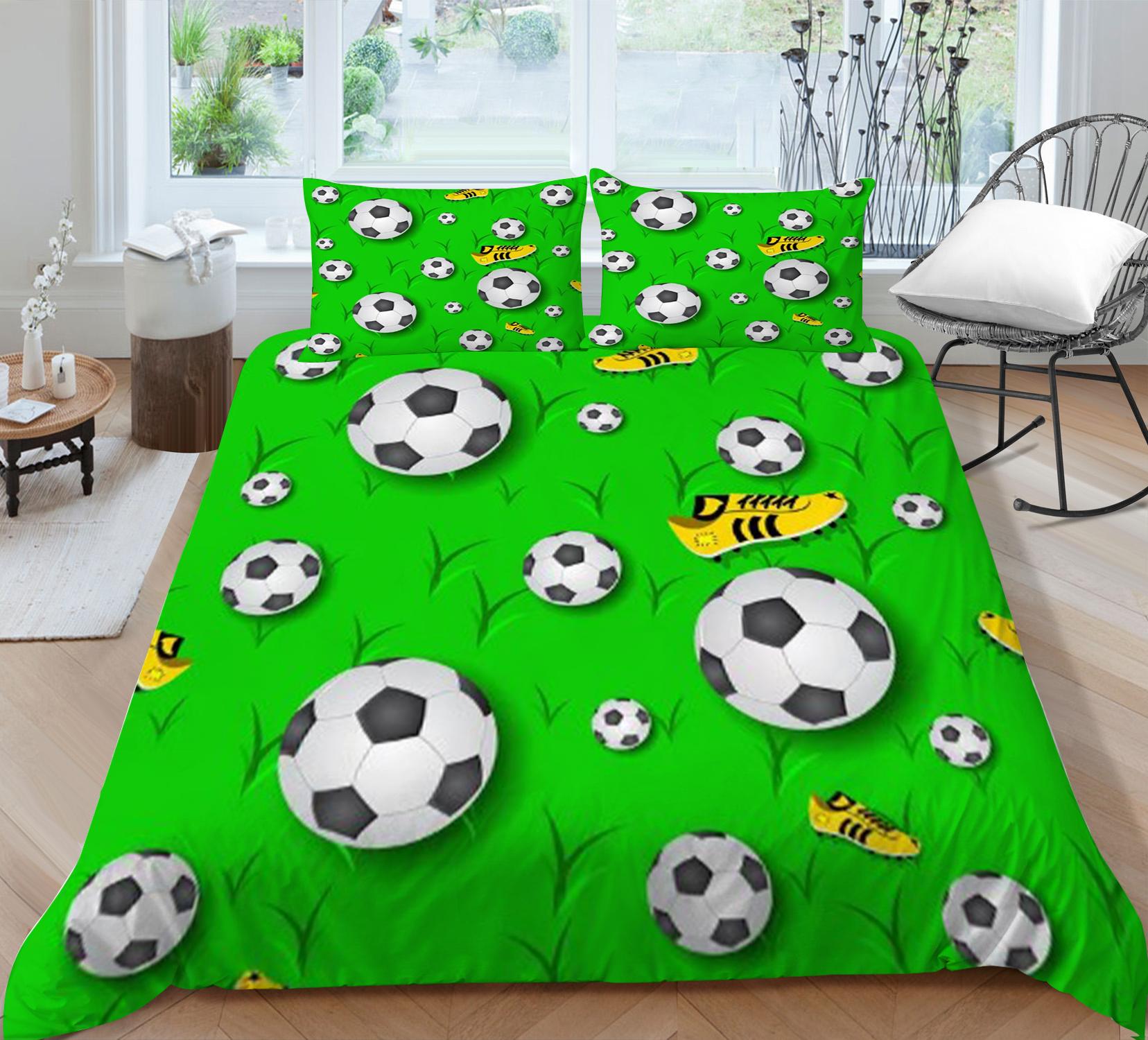 

Комплект постельного белья, современное покрывало, пододеяльник, комплект 3D футбольного принта, домашняя спальня, теплая детская мягкая микрофибра Single 135x200cm