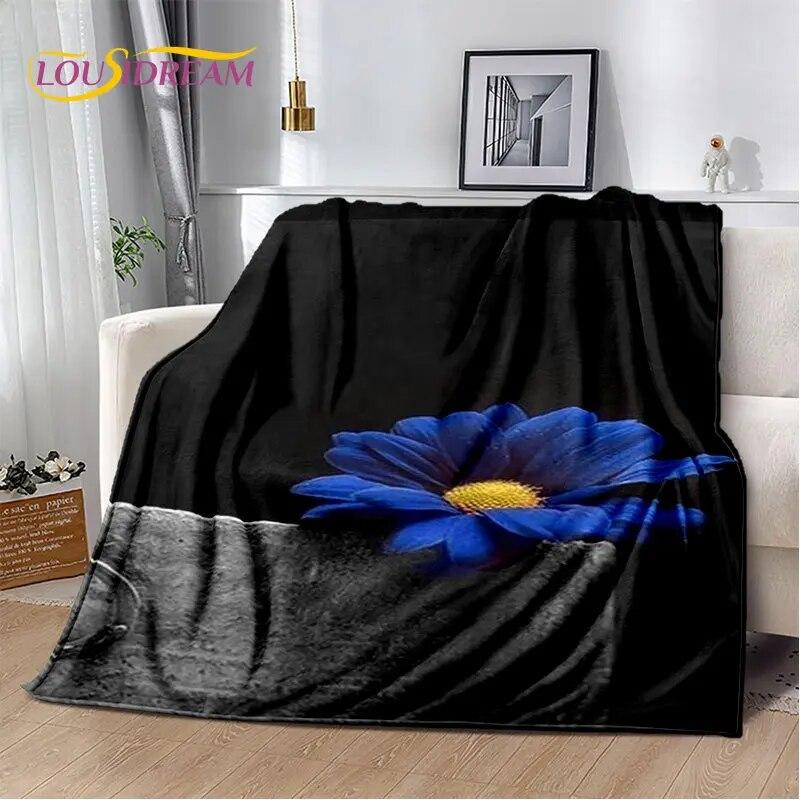 Nordic 3D Daisy Flower Soft Plush Blanket,Flannel Blanket Throw Blanket for Living Room Bedroom Bed Sofa Picnic Cover Bettdecke