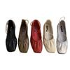 2025 new retro pleated square head retro flat-soled grandma shoes soft-soled single shoes fairy cross-strapped ballet shoes