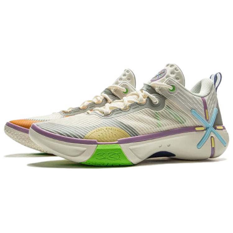 Li Ning Wade Phantom 6 V2 Pohodlné Všestranné Protiskluzové Odolné proti opotřebení Nízké Basketbalové boty Pánské tenisky Béžové ABPV021-3