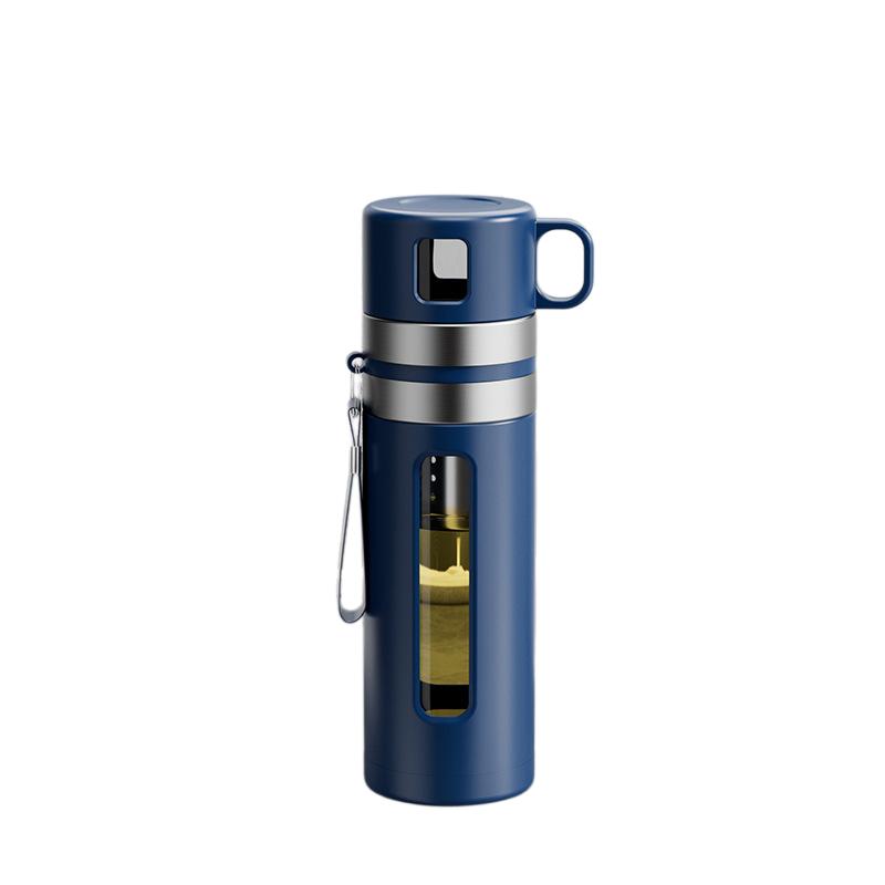 Bottiglia per Acqua e Tè in Vetro da 520ML con Infusore per Tè Vetro Borosilicato Alto Separazione Acqua/Tè Tazza da Acqua Tumbler Filtrante da Viaggio
