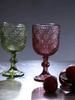 Embossed Blue Begonia High-Footed Red Wine Glass, 300ML Decorative Glass 