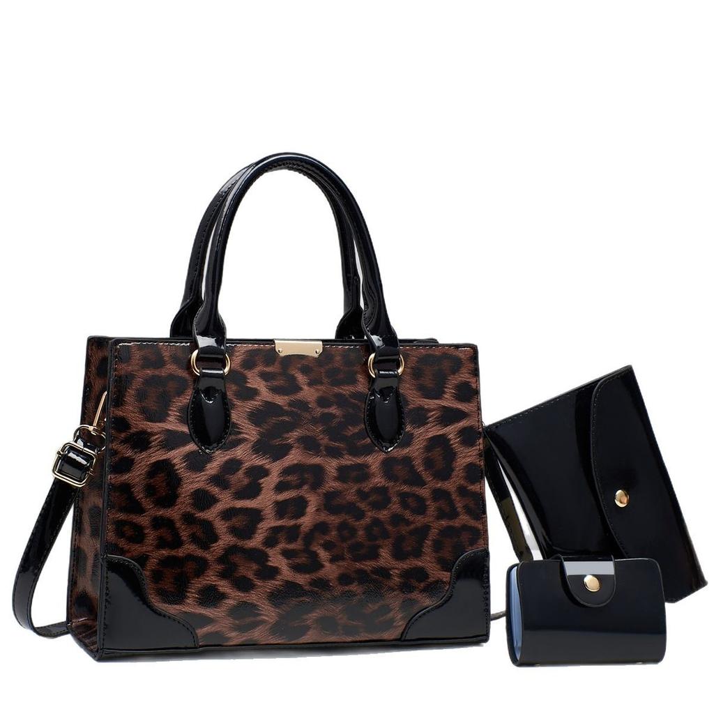 New Leopard Print Bag Large Capacity Mori MOE Foreign Air Shoulder Bag High Appearance Level Bright Leather Sense Tote Bag