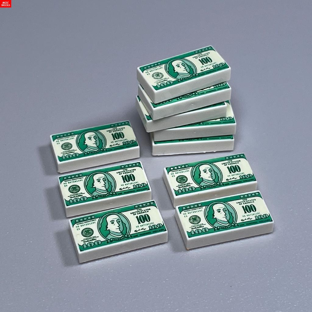 Ungiftige Moc Bausteine Horror Stadt Gold Silber Geldpistole Münzen Dollar Tasche Aktenkoffer 4cm Figur Polizei Zubehör Baustein Kinder Spielzeug