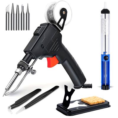 Soldering Iron Kit, Automatic Hand-held Soldering Gun Welding Tool With 5pcs Soldering Tips, Soldering Wires for Circuit Boards, Electronics Repair