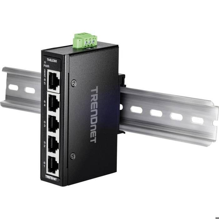 Mini commutateur industriel - TRENDnet - TI-ELC50 - 5 ports 10/100 Mbps - Boîtier IP30 - Rail DIN