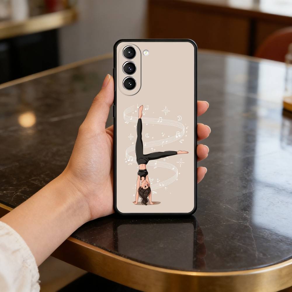 GYM Girl Gymnastic Phone Case For Samsung S25,24,23,22,30,21,10,9,Ultra,Plus,Lite,FE,4,5 G Soft Black Case