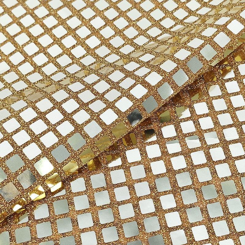 

100x140cm Metal Magic Color Square Lattice Soft Mirror Mesh Textile Decor Cloth DIY Party Stage Costume Sequin Designer Fabric 100x140cm