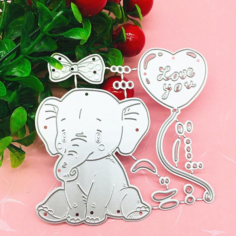 Elephant Cutting Dies Carbon Steel Embossing Die Cuts for Birthday Card Making DIY Scrapbooking Photo Album Paper Crafts